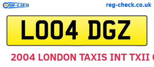 LO04DGZ are the vehicle registration plates.