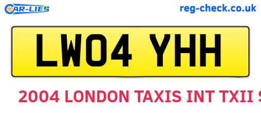 LW04YHH are the vehicle registration plates.