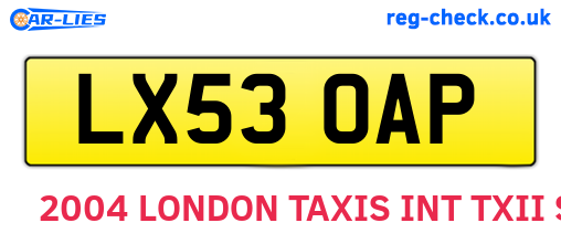 LX53OAP are the vehicle registration plates.