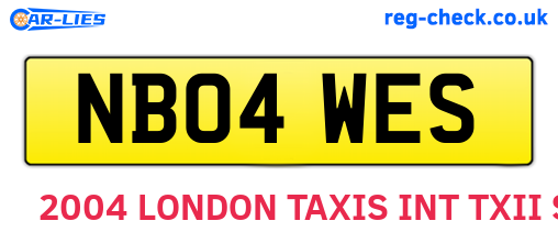 NB04WES are the vehicle registration plates.