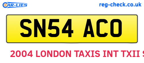 SN54ACO are the vehicle registration plates.