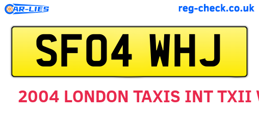 SF04WHJ are the vehicle registration plates.
