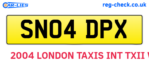 SN04DPX are the vehicle registration plates.