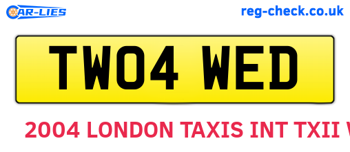 TW04WED are the vehicle registration plates.