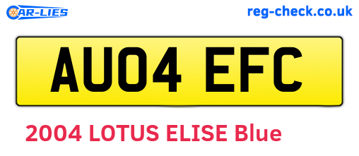 AU04EFC are the vehicle registration plates.