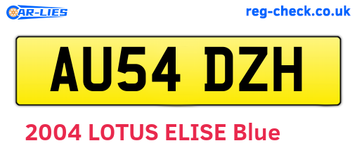 AU54DZH are the vehicle registration plates.