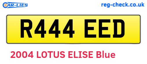 R444EED are the vehicle registration plates.