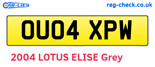 OU04XPW are the vehicle registration plates.