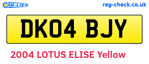 DK04BJY are the vehicle registration plates.