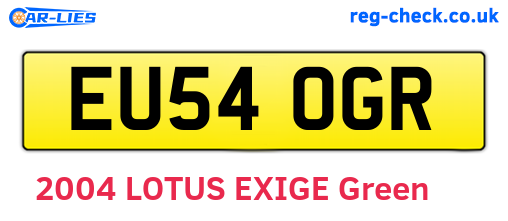 EU54OGR are the vehicle registration plates.
