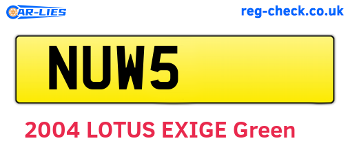 NUW5 are the vehicle registration plates.