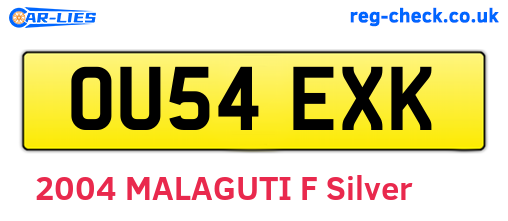 OU54EXK are the vehicle registration plates.