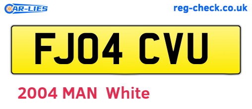 FJ04CVU are the vehicle registration plates.