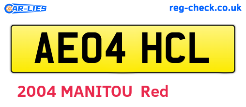AE04HCL are the vehicle registration plates.