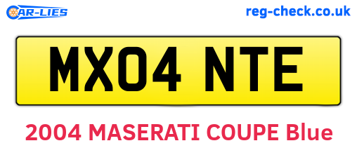 MX04NTE are the vehicle registration plates.