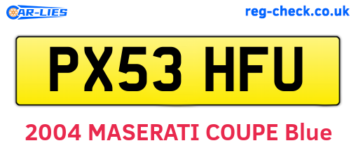 PX53HFU are the vehicle registration plates.
