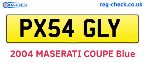 PX54GLY are the vehicle registration plates.
