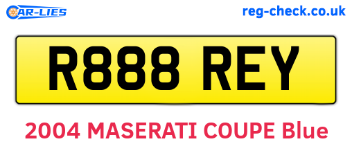 R888REY are the vehicle registration plates.