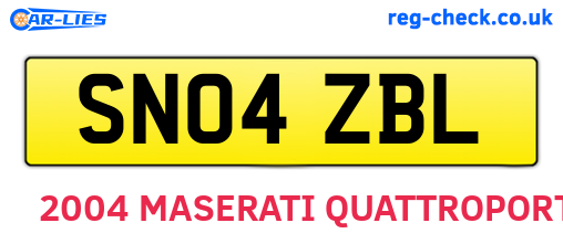 SN04ZBL are the vehicle registration plates.