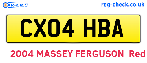 CX04HBA are the vehicle registration plates.