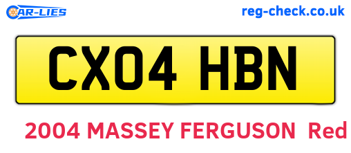 CX04HBN are the vehicle registration plates.