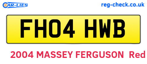 FH04HWB are the vehicle registration plates.