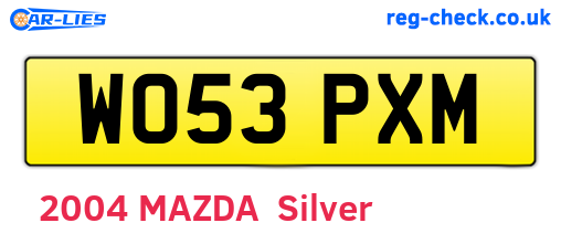 WO53PXM are the vehicle registration plates.