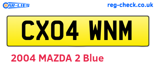 CX04WNM are the vehicle registration plates.