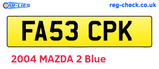 FA53CPK are the vehicle registration plates.