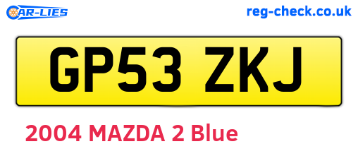 GP53ZKJ are the vehicle registration plates.