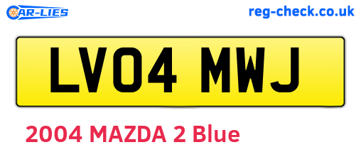LV04MWJ are the vehicle registration plates.