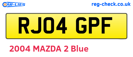 RJ04GPF are the vehicle registration plates.