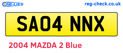 SA04NNX are the vehicle registration plates.