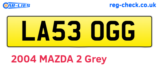 LA53OGG are the vehicle registration plates.