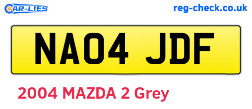 NA04JDF are the vehicle registration plates.