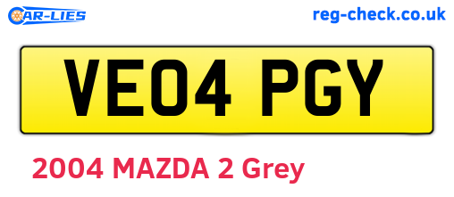 VE04PGY are the vehicle registration plates.