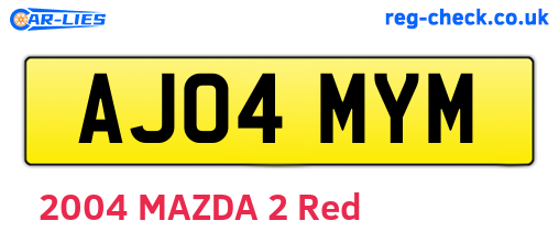 AJ04MYM are the vehicle registration plates.