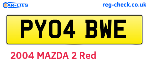 PY04BWE are the vehicle registration plates.