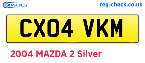 CX04VKM are the vehicle registration plates.