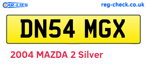 DN54MGX are the vehicle registration plates.