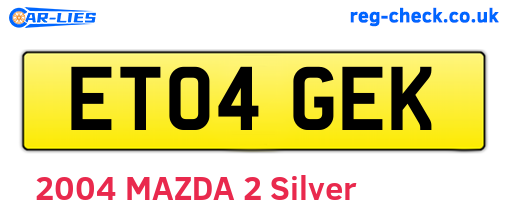 ET04GEK are the vehicle registration plates.