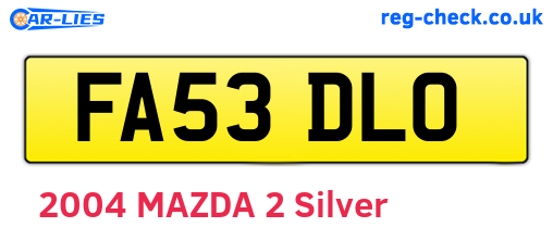 FA53DLO are the vehicle registration plates.