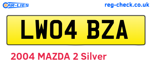 LW04BZA are the vehicle registration plates.