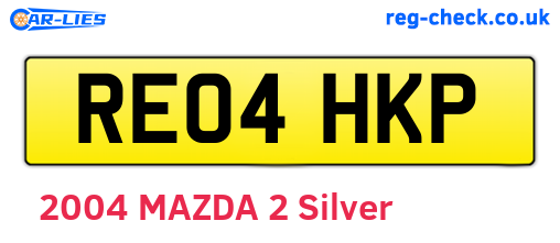 RE04HKP are the vehicle registration plates.
