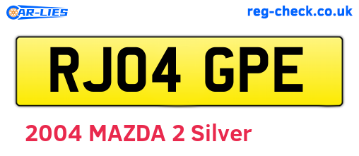 RJ04GPE are the vehicle registration plates.