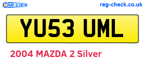 YU53UML are the vehicle registration plates.