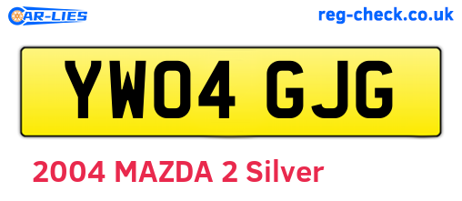 YW04GJG are the vehicle registration plates.