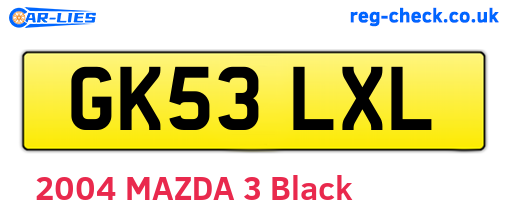 GK53LXL are the vehicle registration plates.