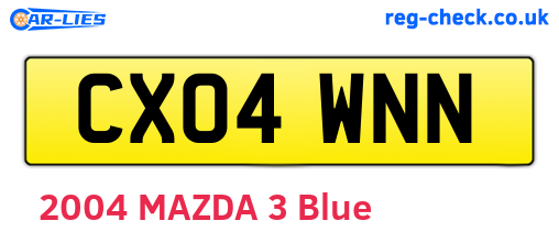 CX04WNN are the vehicle registration plates.