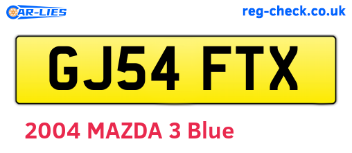 GJ54FTX are the vehicle registration plates.
